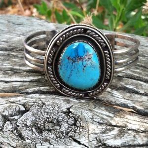 Vintage 1960’s Silver & Turquoise Cuff Bracelet